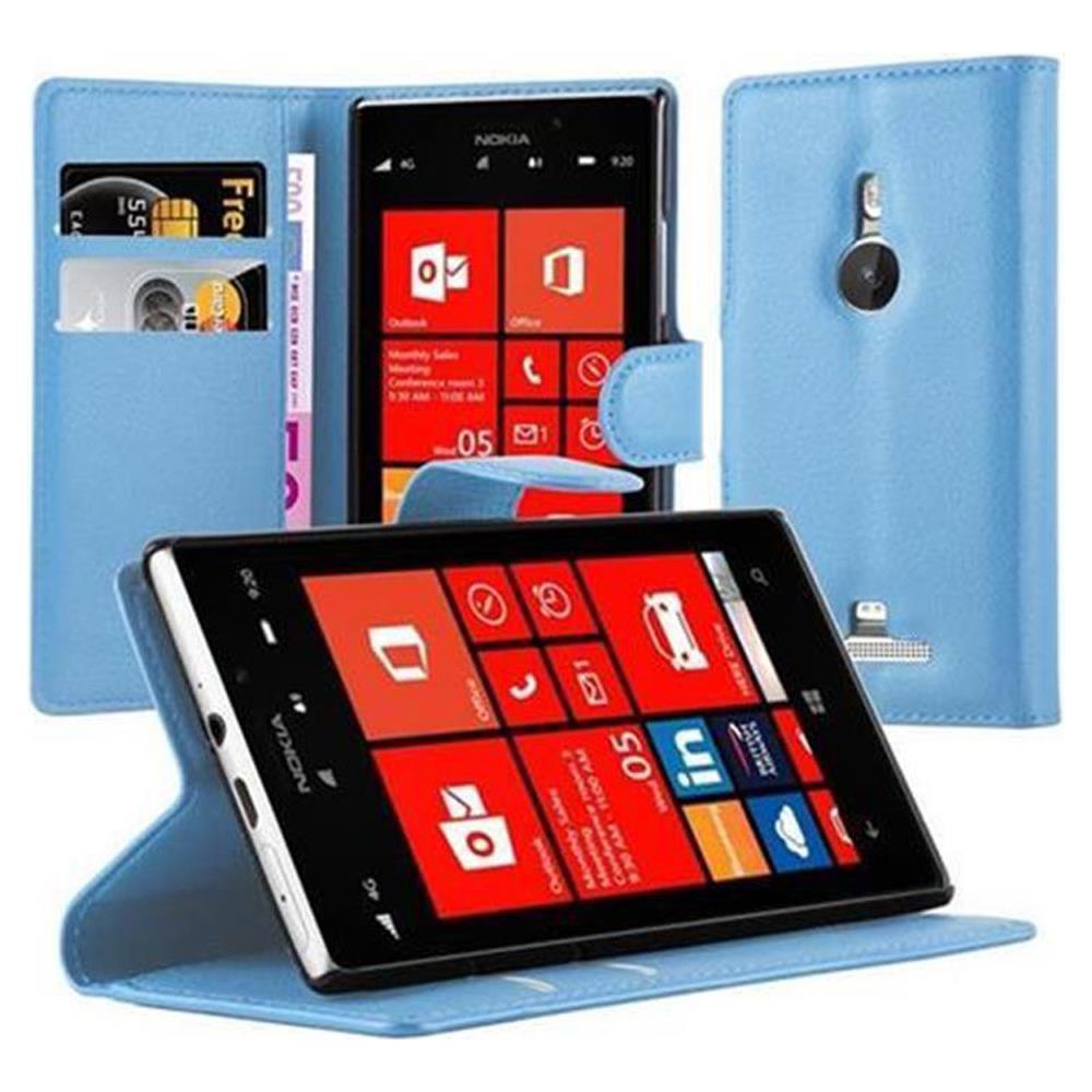 Custodia Compatibile Con Nokia Lumia 925 In Pastello Blu - Coperchio Protettiva Con Chiusura Magnetica, Funzione Stand E Tasca Per Le Carte - Foto 1
