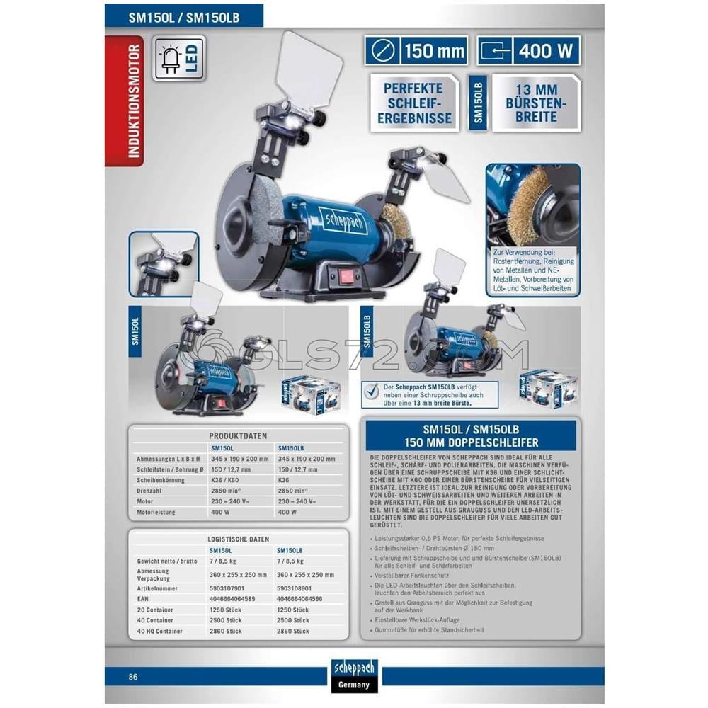 Smerigliatrice Da Banco 6'' 150 Doppia Mola Sm150l Luce Led 400w - Foto 2