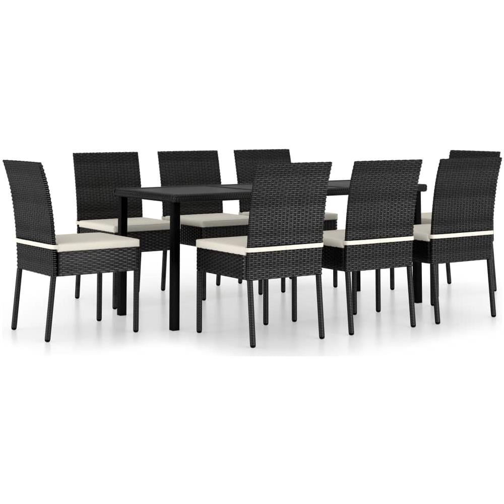 Set da Pranzo da Giardino 9 pz in Polyrattan Nero - Foto 1