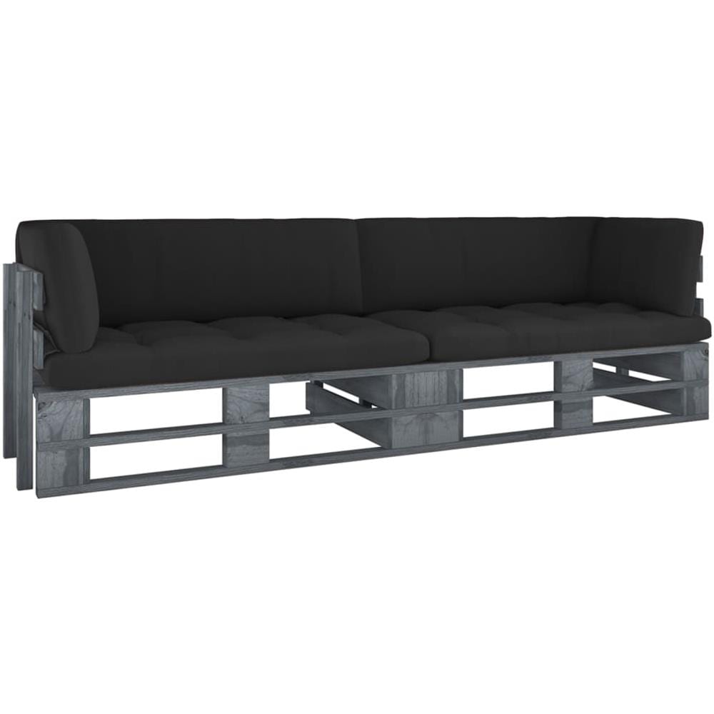 Divano 2 Posti su Pallet con Cuscini Grigio in Pino Impregnato - Foto 1