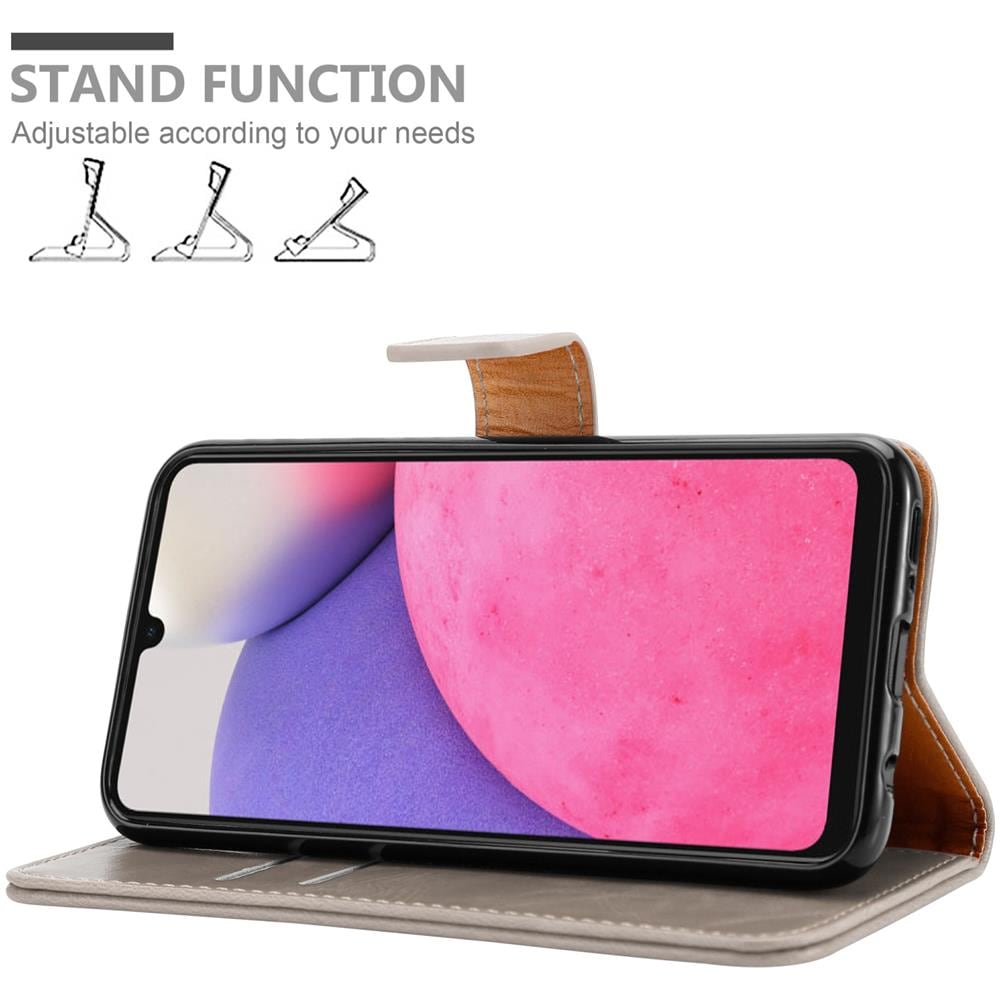 Custodia Compatibile Con Samsung Galaxy A33 5g In Marrone Cappuccino - Coperchio Protettiva Con Chiusura Magnetica, Funzione Stand E Tasca Per Le Carte - Foto 2