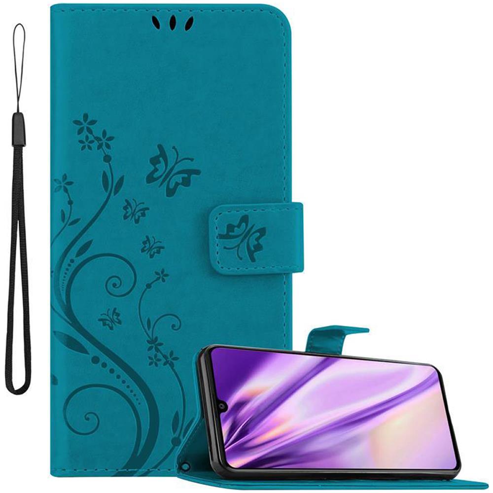 Custodia Compatibile Con Samsung Galaxy A41 In Blu Fiore - Coperchio Protettivo In Design Floreale Con Chiusura Magnetica, Funzione Stand E Slot Per Carte - Foto 1