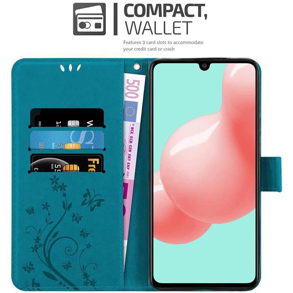 Custodia Compatibile Con Samsung Galaxy A41 In Blu Fiore - Coperchio Protettivo In Design Floreale Con Chiusura Magnetica, Funzione Stand E Slot Per Carte - Foto 2