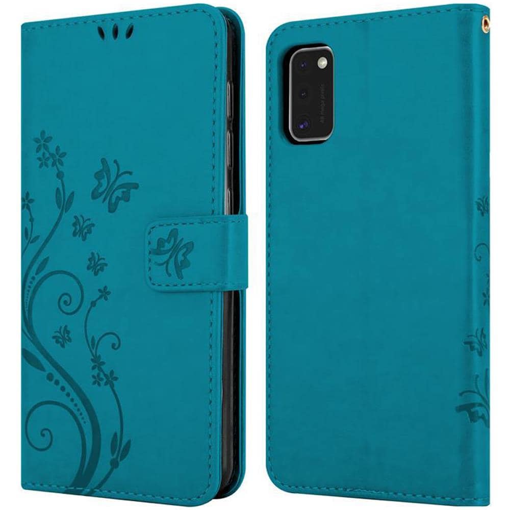 Custodia Compatibile Con Samsung Galaxy A41 In Blu Fiore - Coperchio Protettivo In Design Floreale Con Chiusura Magnetica, Funzione Stand E Slot Per Carte - Foto 7