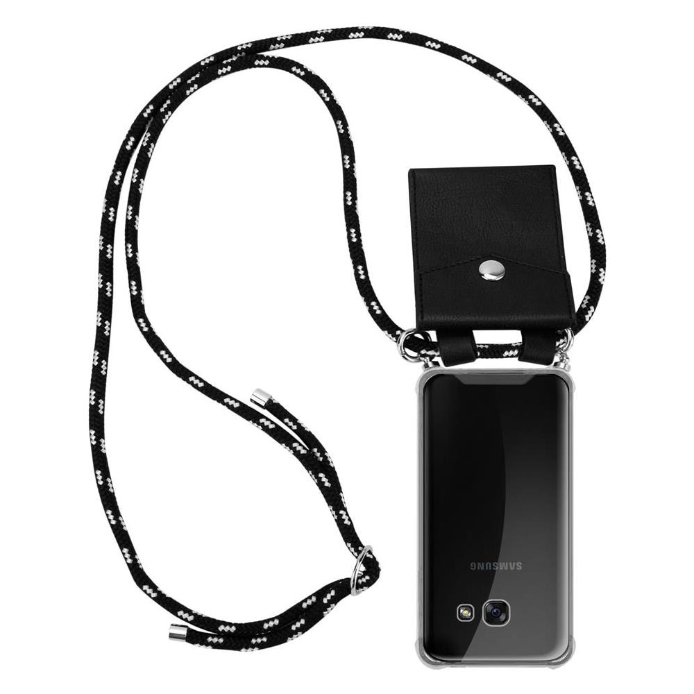 Catena Di Telefoni Cellulari Compatibile Con Samsung Galaxy A5 2017 In Nero Argento - Coperchio Protettivo In Silicone Con Anelli D'argento, Cinturino In Corda E Custodia Staccabile - Foto 1