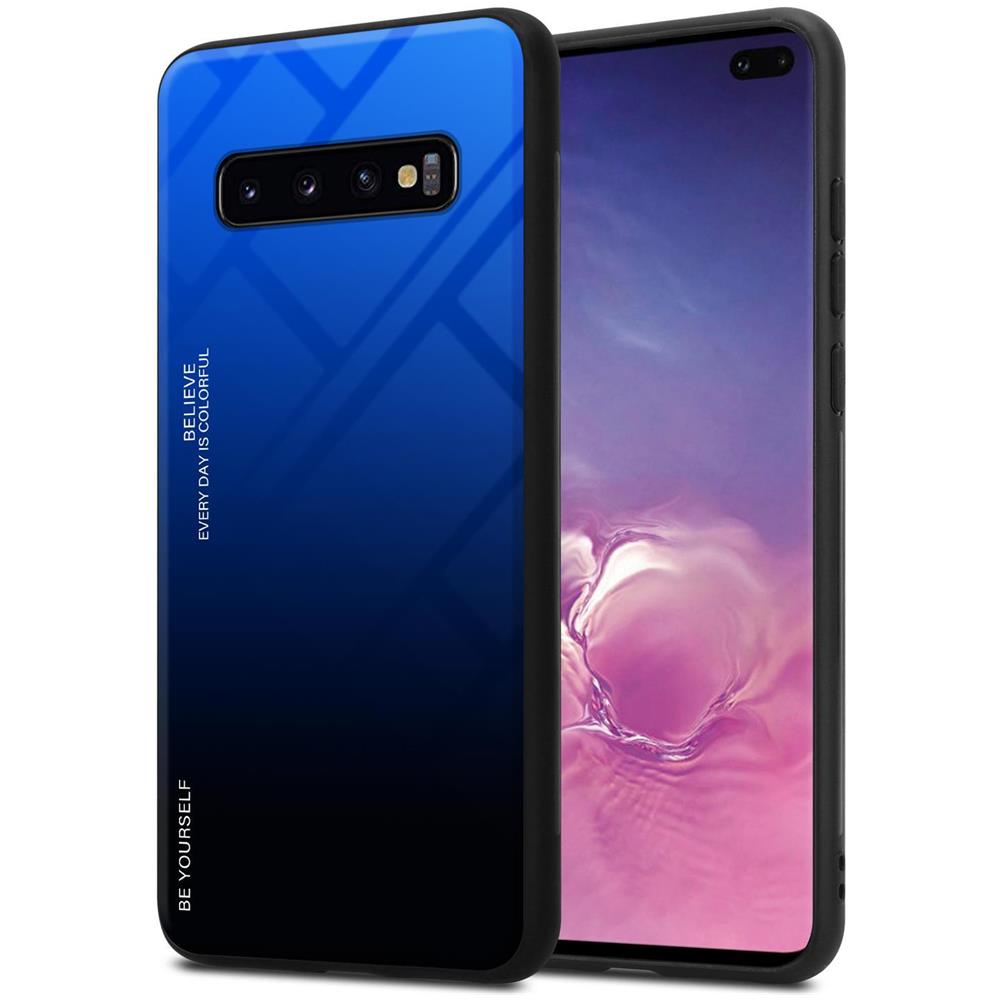 Cadorabo Custodia Compatibile Con Samsung Galaxy S10 Plus In Blu - Nero - Coperchio Protettivo Bicolore In Vetro Temperato E Silicone Tpu - Foto 1