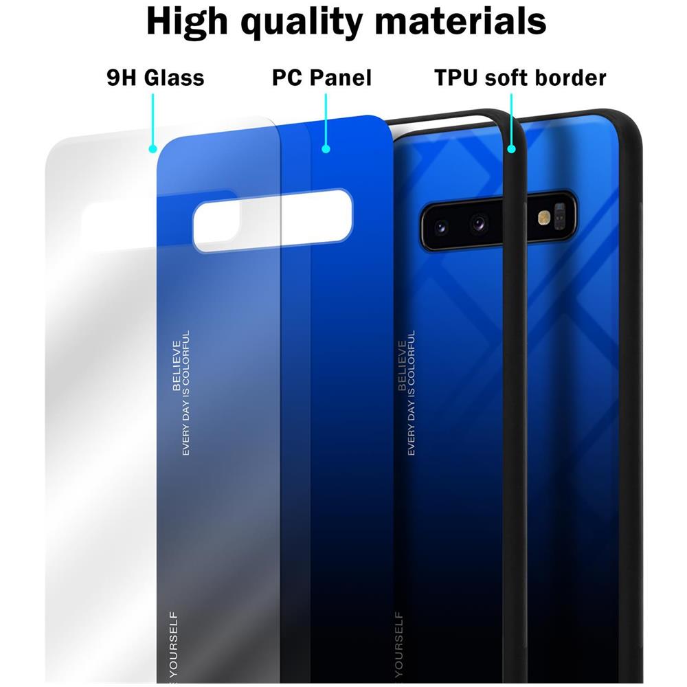 Cadorabo Custodia Compatibile Con Samsung Galaxy S10 Plus In Blu - Nero - Coperchio Protettivo Bicolore In Vetro Temperato E Silicone Tpu - Foto 6
