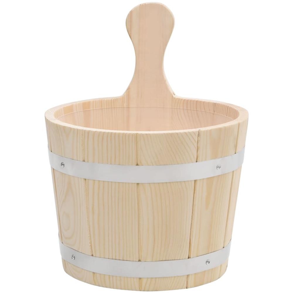 Set Secchiello E Mestolo Da Sauna In Legno Massello Di Pino - Foto 1