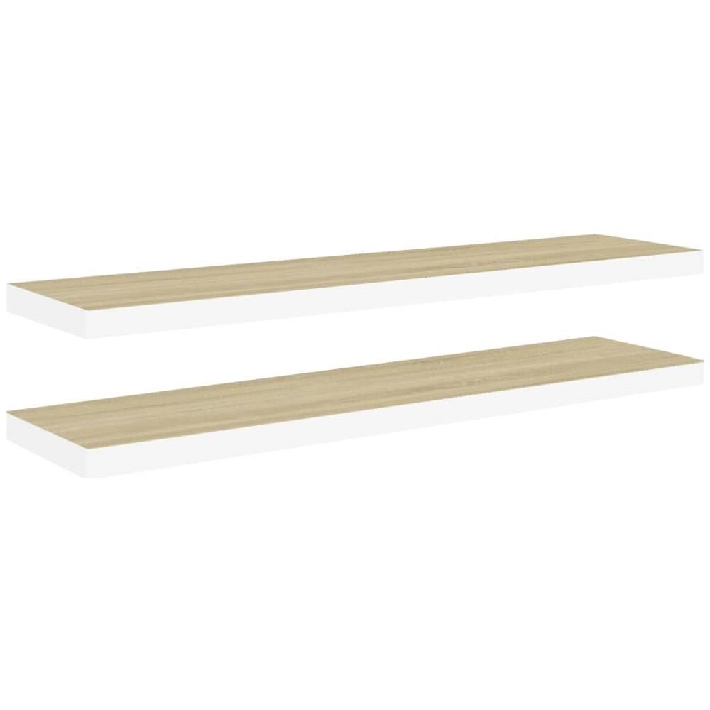 Scaffali A Parete 2 Pz Rovere E Bianco 90x23,5x3,8 Cm In Mdf - Foto 2