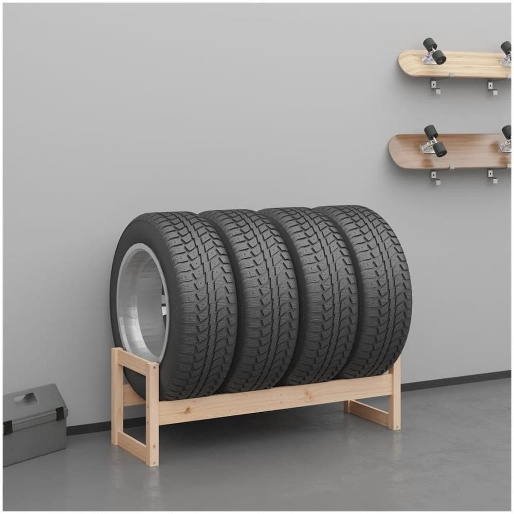 Portapneumatici 120x40x40 Cm In Legno Massello Di Pino - Foto 1