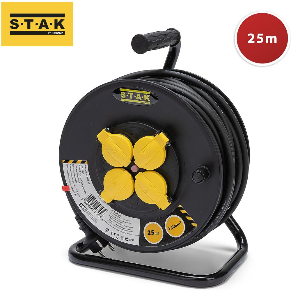 Bobina Elettrica Da Cantiere, 4 Prese Francesi, H07rn-f3g1.5mm2, 25m, Nf, Ce - Ip44 - Foto 1