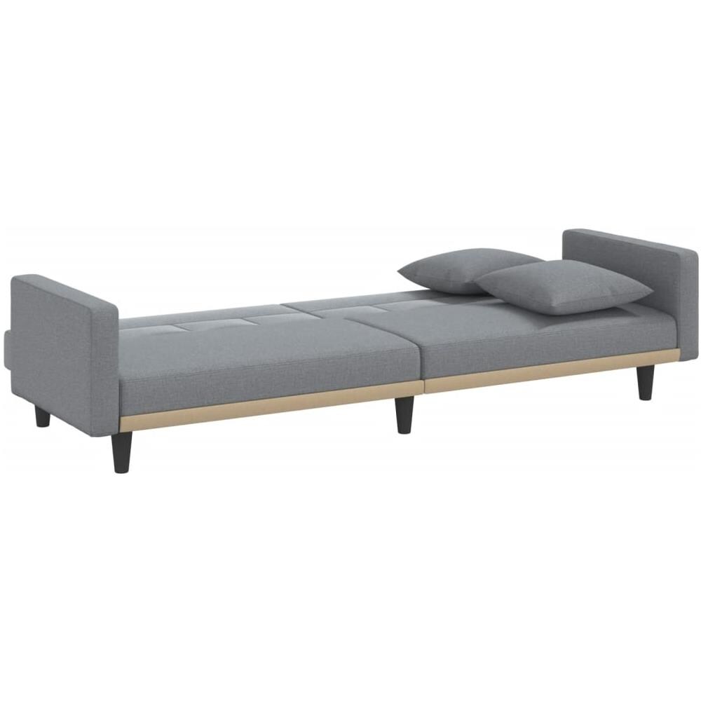 Divano Letto Con Cuscini Grigio Chiaro In Tessuto - Foto 2