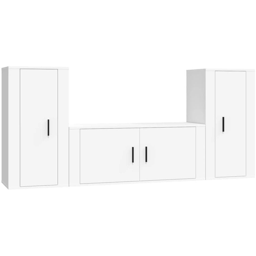Set Mobili Porta Tv 3 Pz Bianco In Legno Multistrato - Foto 2