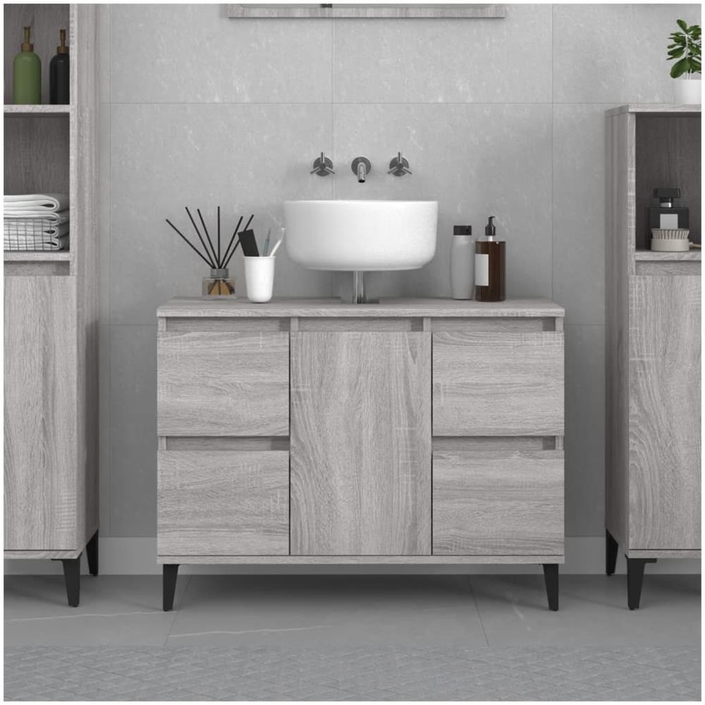 Mobile Lavabo Grigio Sonoma 80x33x60 Cm In Legno Multistrato - Foto 1