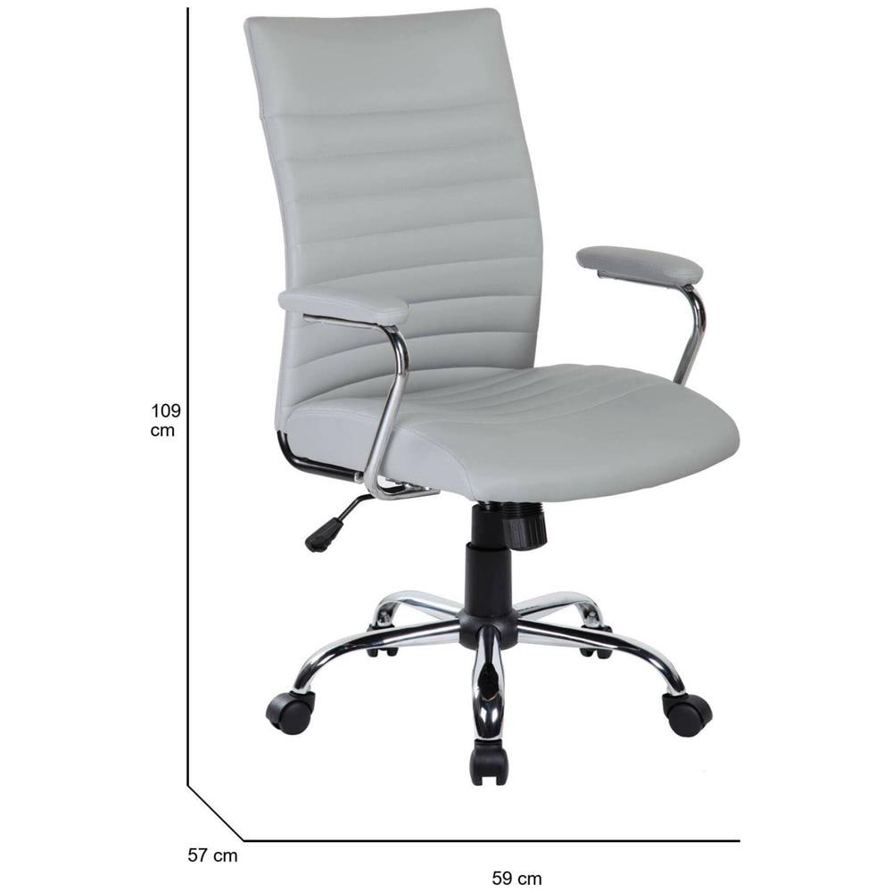 Sedia Da Ufficio Wollongong, Poltrona Direzionale Con Braccioli, Sedia Ergonomica Da Ufficio, 57x59h100/109 Cm, Grigio - Foto 2