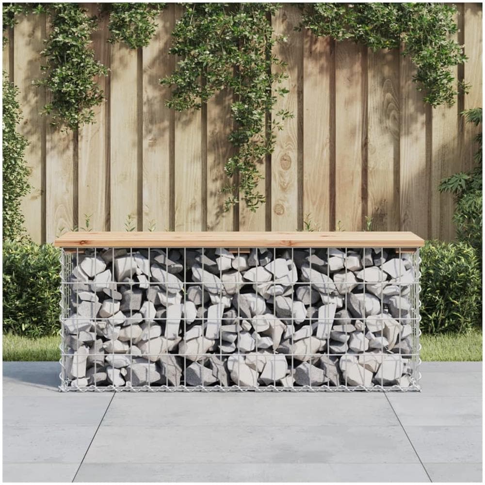 Panca da Giardino Design Gabbione 103x31,5x42 cm Massello Pino - Foto 1