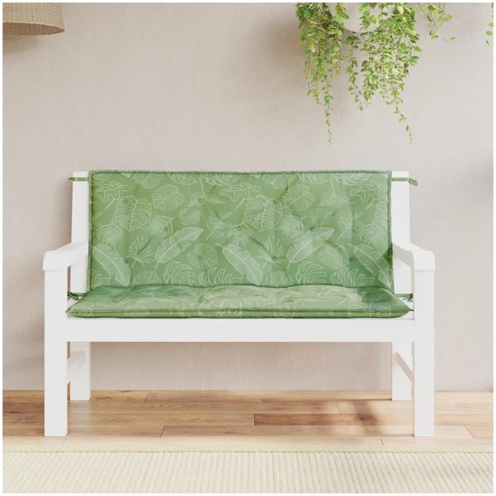Cuscini Panca Giardino 2 Pz Motivo A Foglie 120x50x7 Cm Tessuto - Foto 1