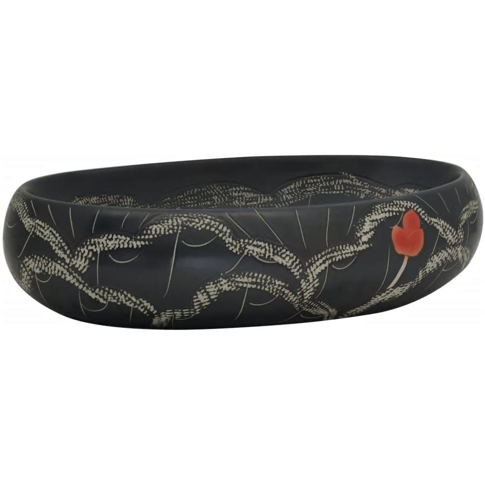 Lavabo Da Appoggio Nero Ovale 59x40x15 Cm Ceramica - Foto 2