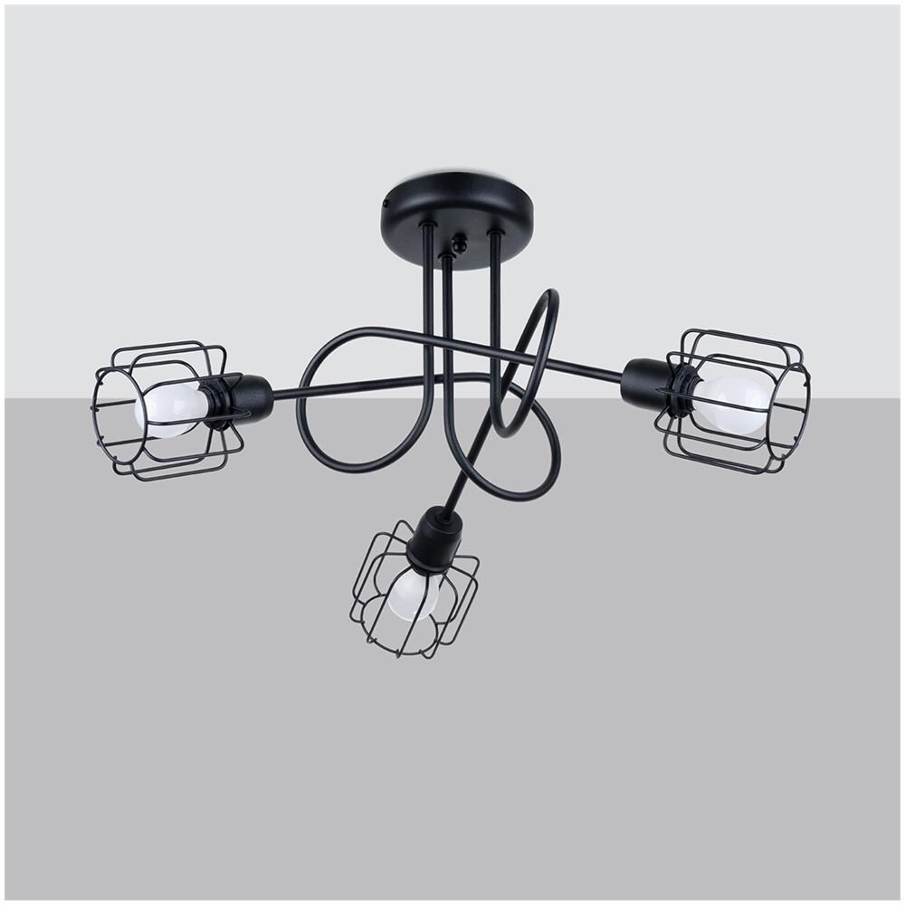 Lampadario Beluci 3s Nero Sl. 1118 - Moderno Lampadari Nero 28.5x48x48 Cm - Foto 2