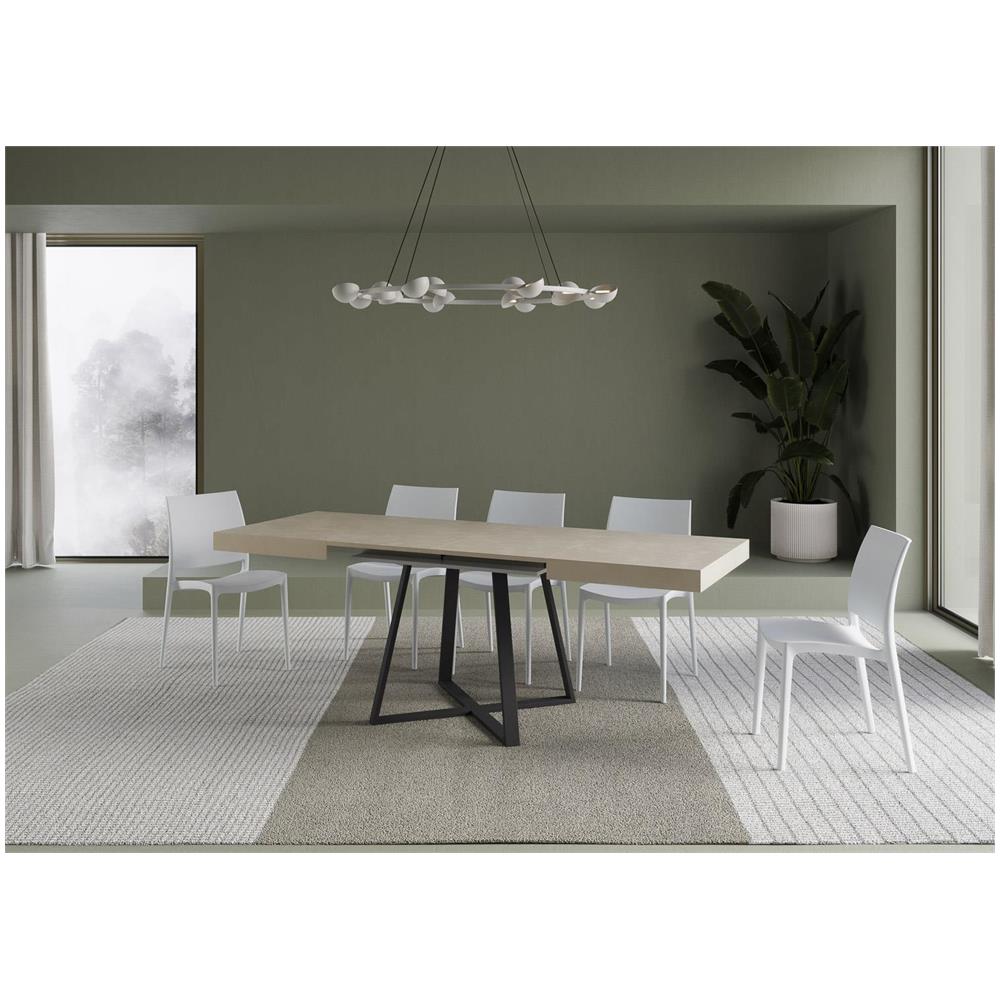 Tavolo allungabile 90x120/380cm Abbraccio cashmere gambe antracite - Foto 3