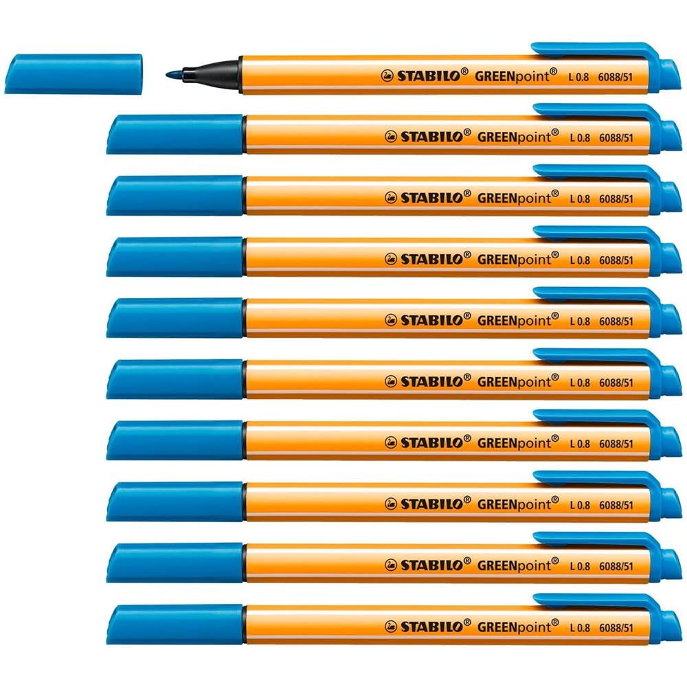 GREENpoint - Penna Ecosostenibile con punta in fibra - CO2 neutral - Confezione da 10 - Turchese - Foto 1