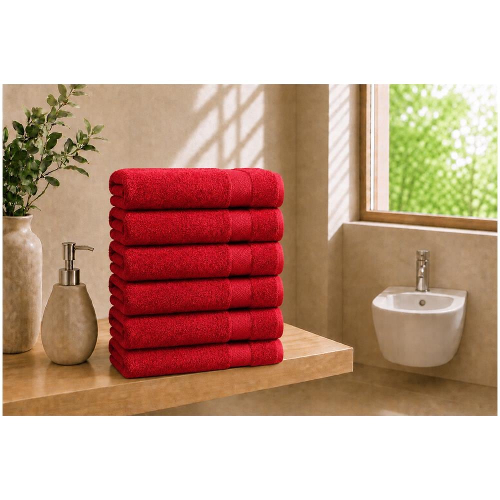 Set 6 Asciugamani Ospite 40x60 cm - TRUE RED / ROSSO - Foto 1