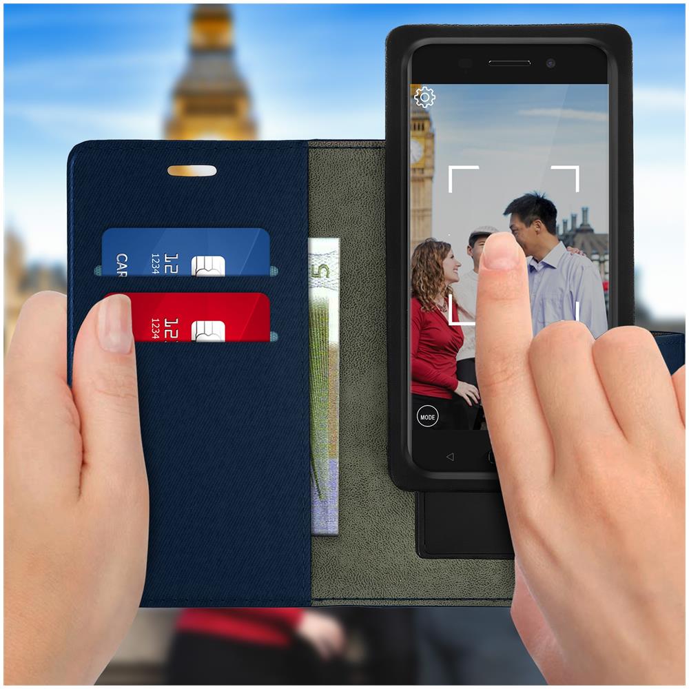 Custodia Smartphone 5,31 E 5,8 Pollici Portafoglio Cover Scorrevole - Blu Notte - Foto 2