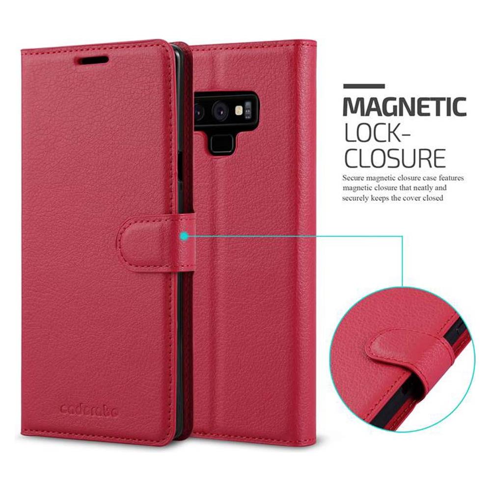 Custodia Compatibile Con Samsung Galaxy Note 9 In Rosso Carminio - Coperchio Protettiva Con Chiusura Magnetica, Funzione Stand E Tasca Per Le Carte - Foto 2
