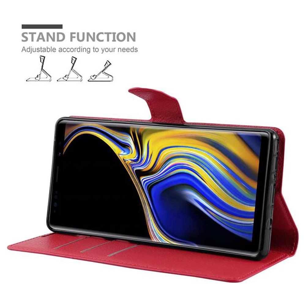 Custodia Compatibile Con Samsung Galaxy Note 9 In Rosso Carminio - Coperchio Protettiva Con Chiusura Magnetica, Funzione Stand E Tasca Per Le Carte - Foto 5