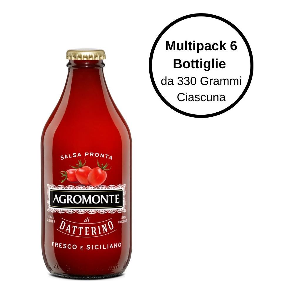 Agromonte Salsa Pronta Di Pomodoro Datterino Multipack Da 6 Bottiglie Da 330 Grammi Ciascuna - Foto 1