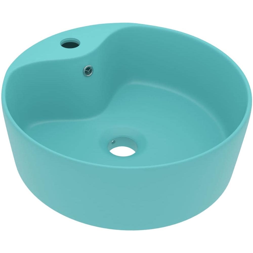 Lavandino con Troppopieno Verde Chiaro Opaco 36x13 cm Ceramica - Foto 1