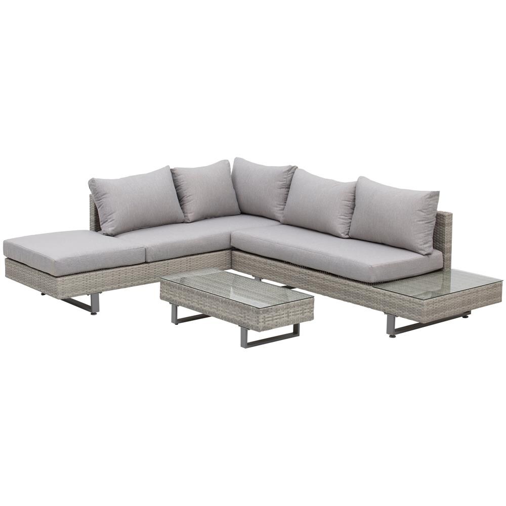 Salotto Da Giardino, Divani Esterno Con Tavolino Da Giardino, Mobili Da Giardino In Rattan Grigio - Foto 1