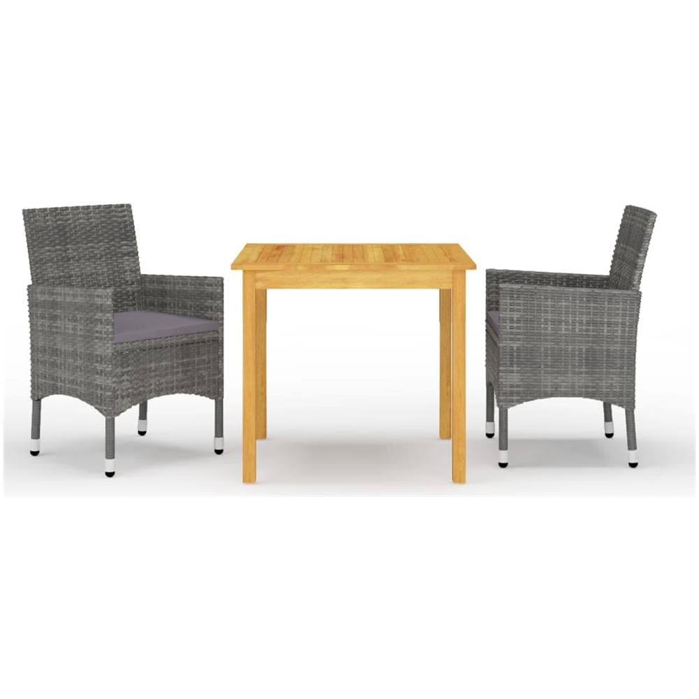 Set Mobili da Pranzo per Giardino 3 pz Grigio - Foto 1