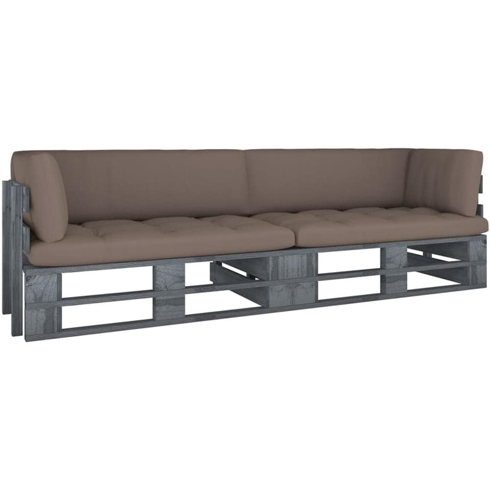 Divano 2 Posti su Pallet con Cuscini Grigio in Pino Impregnato - Foto 1