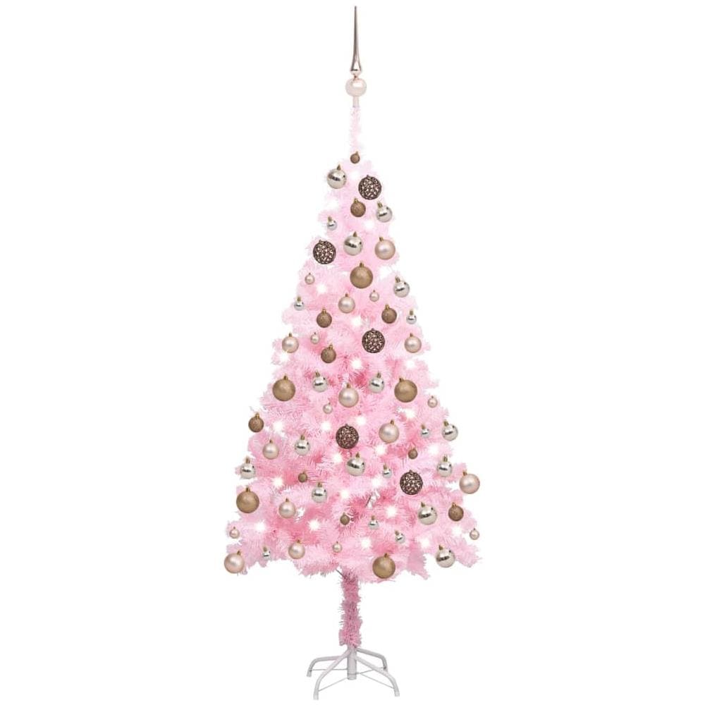 Set Albero Natale Artificiale con LED e Palline Rosa 180 cm PVC - Foto 1