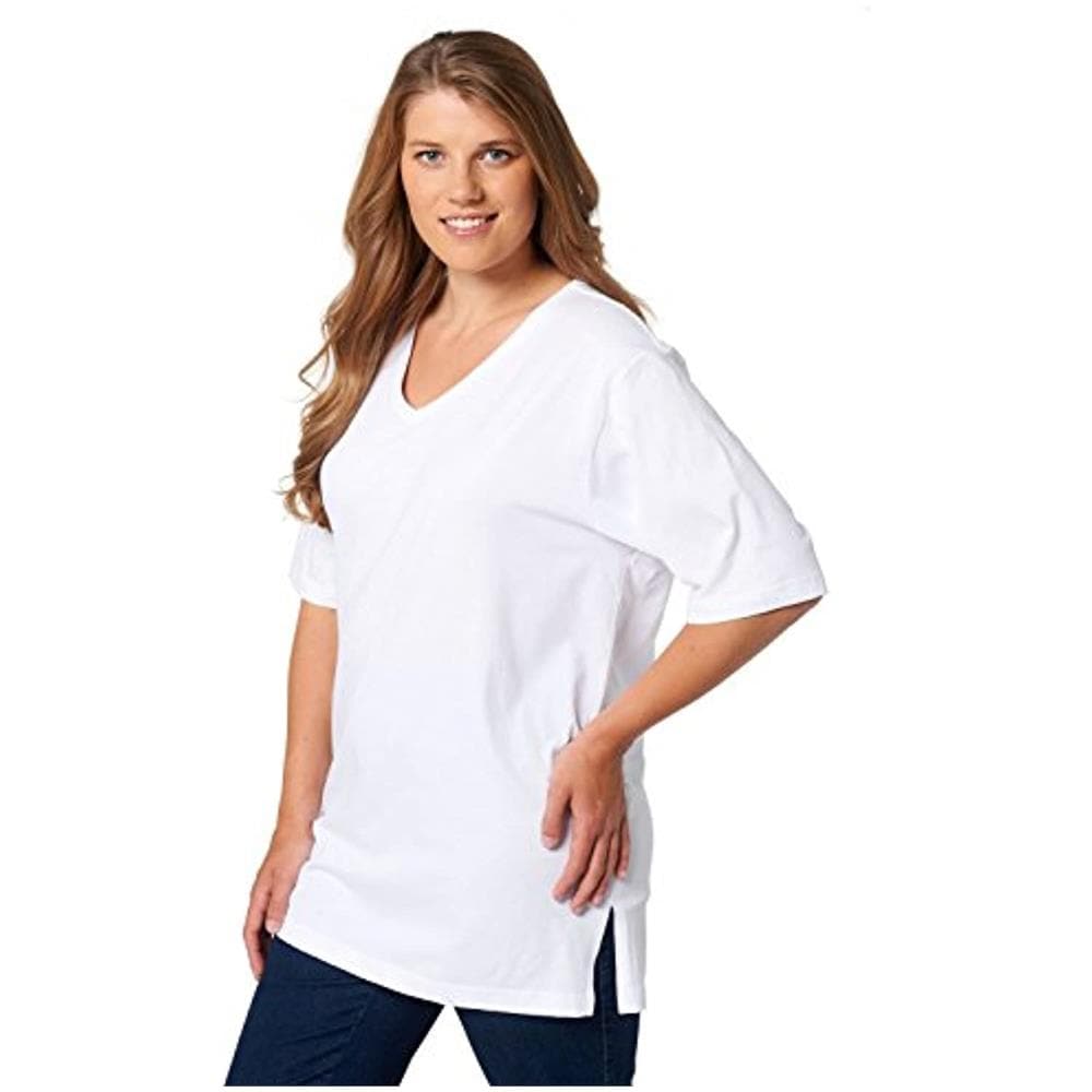 Ulla Popken T-shirt, V-ausschnitt, Bianco (bianco 20), 52/54 It Donna - Foto 1