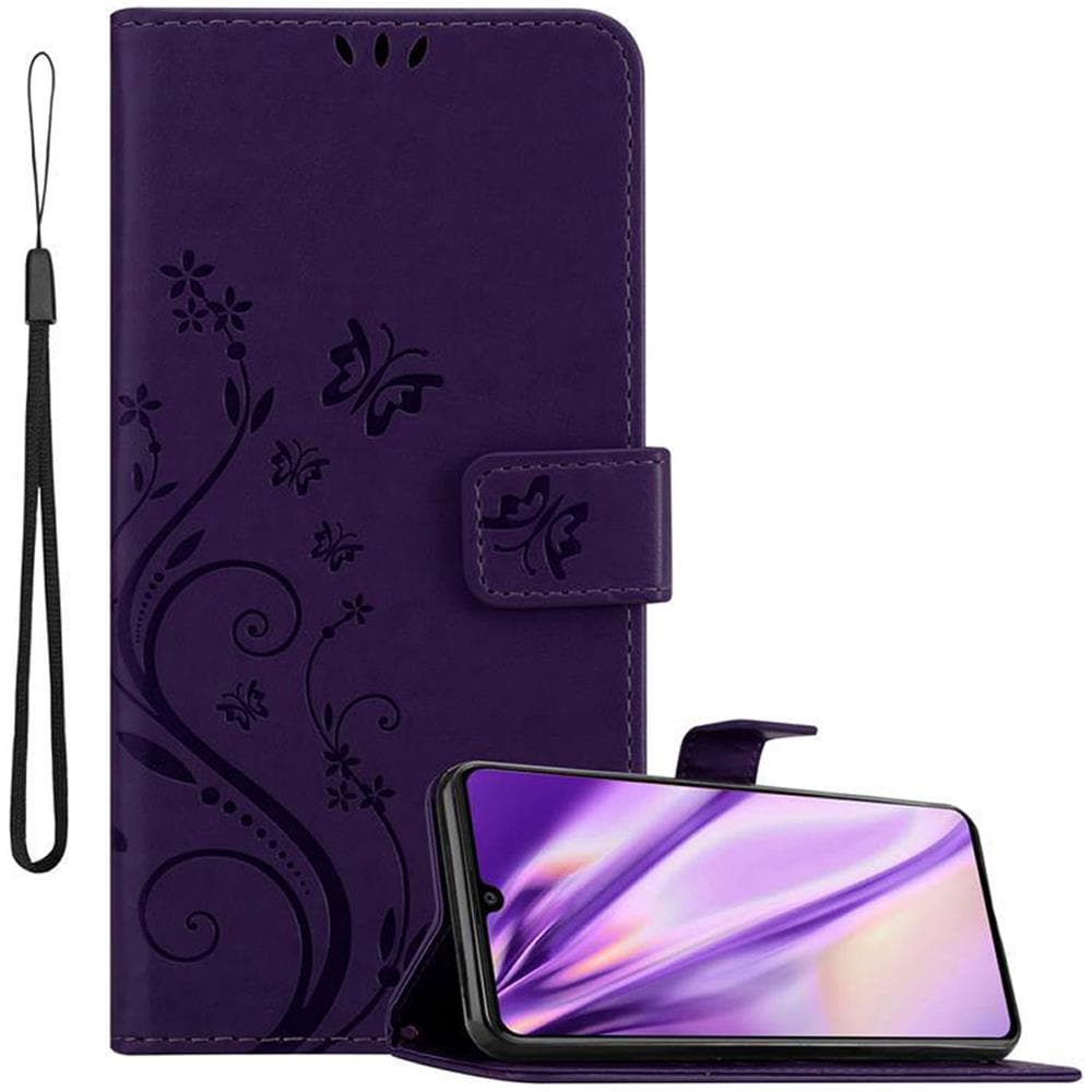 Custodia Compatibile Con Samsung Galaxy A41 In Lilla Scuro Fiore - Coperchio Protettivo In Design Floreale Con Chiusura Magnetica, Funzione Stand E Slot Per Carte - Foto 1