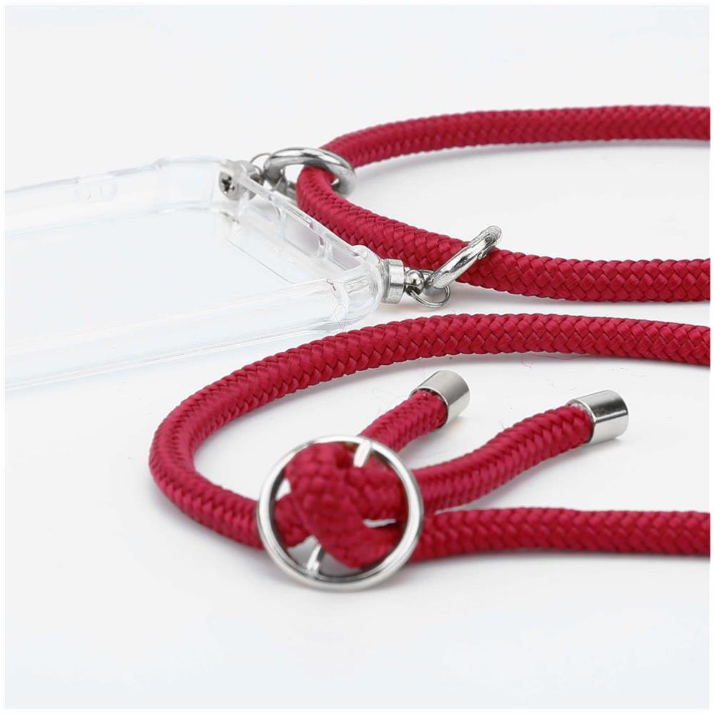Catena Di Telefoni Cellulari Compatibile Con Apple Iphone 8 Plus / 7 Plus / 7s Plus In Rosso Rubino - Coperchio Protettivo In Silicone Con Anelli D'argento, Cinturino In Corda E Custodia Staccabile - Foto 2