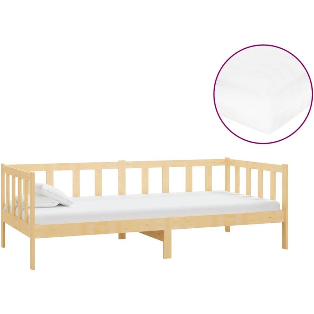 Divano Letto con Materasso 90x200 cm Legno Massello di Pino - Foto 2