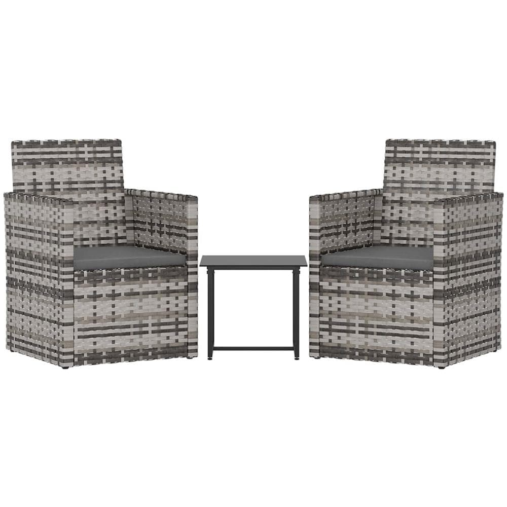 Set Divani Da Esterno 3 Pz Con Cuscini In Polyrattan Grigio - Foto 1