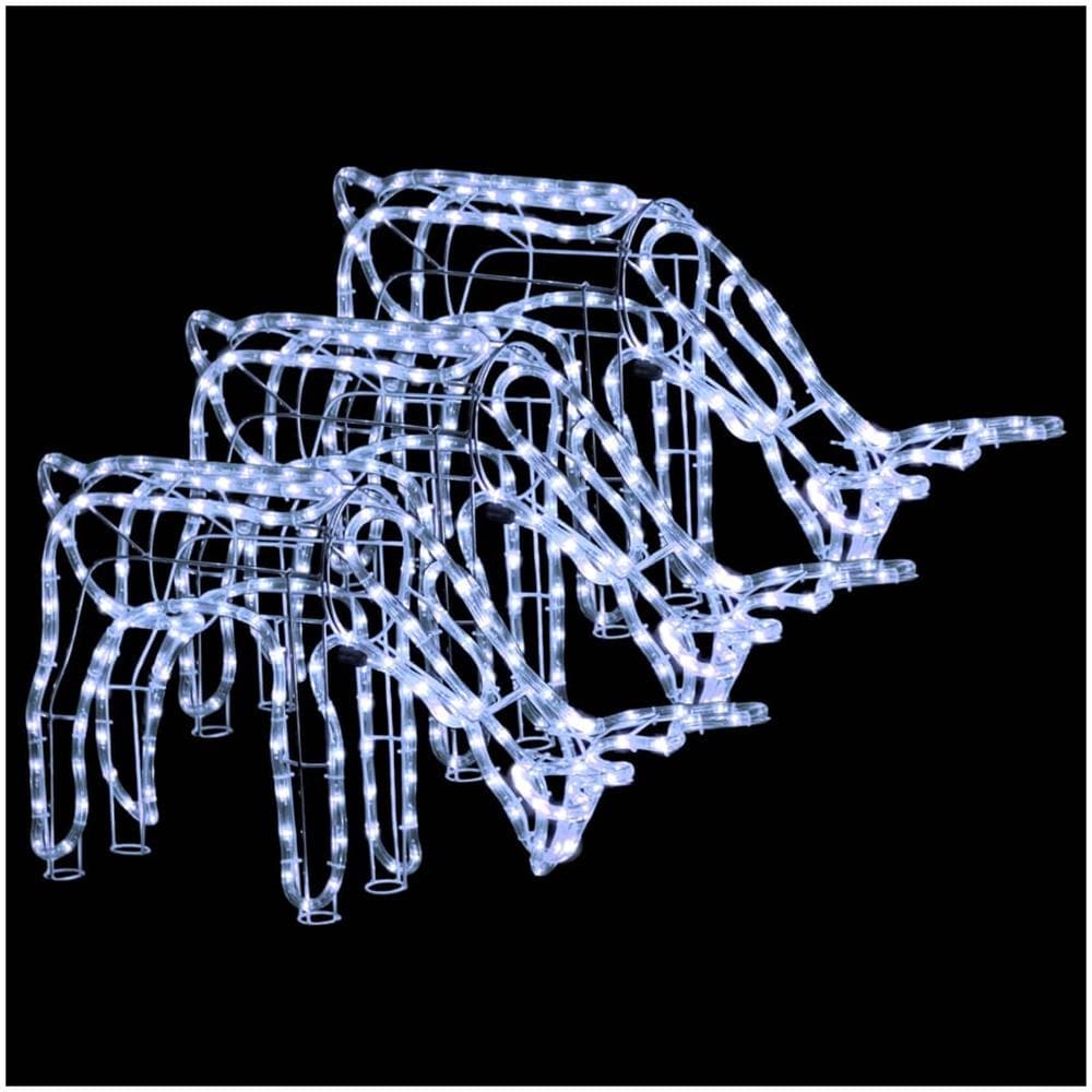 Figure Natalizie Renne 3 Pz Bianco Freddo 73x31x45 Cm - Foto 2