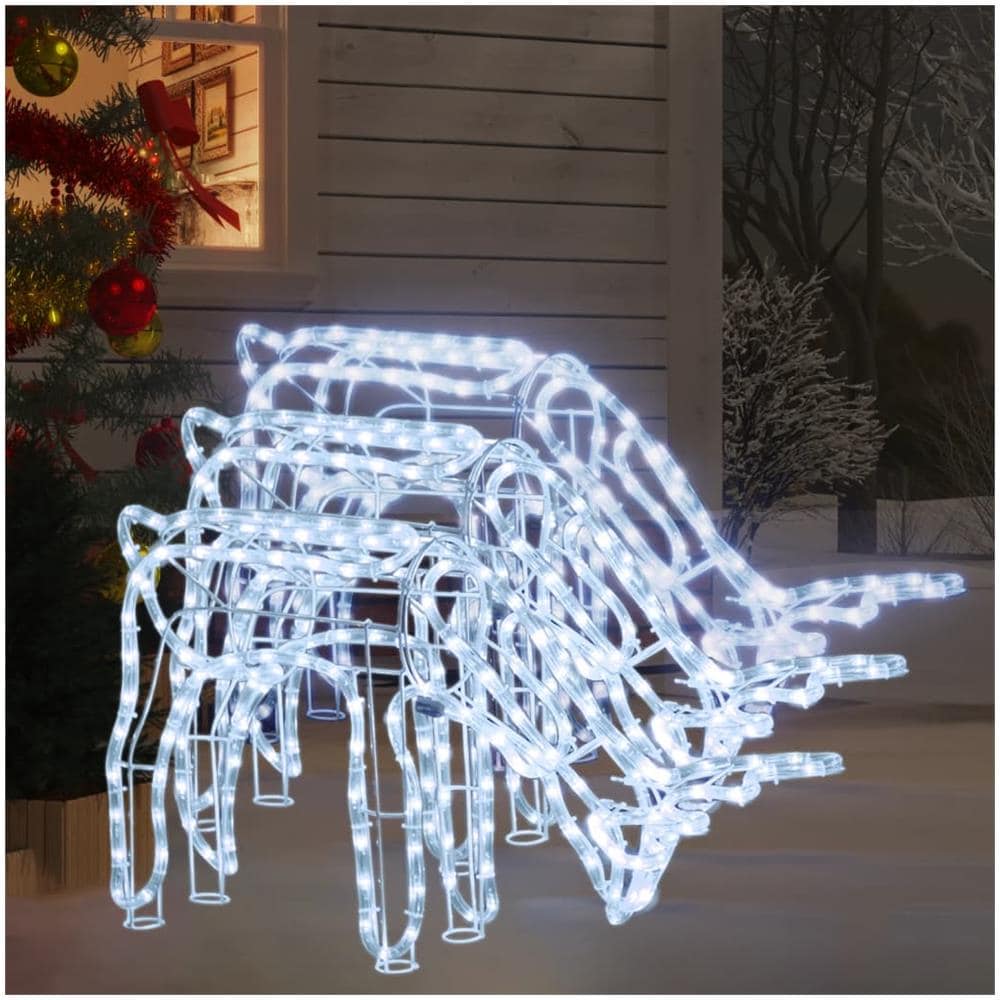 Figure Natalizie Renne 3 Pz Bianco Freddo 73x31x45 Cm - Foto 1