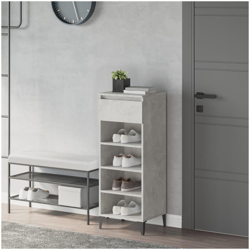 Scarpiera Grigio Cemento 40x36x105 Cm In Legno Multistrato - Foto 1
