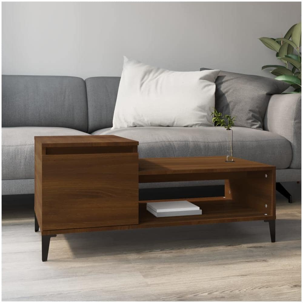 Tavolino Da Salotto Rovere Marrone100x50x45cm Legno Multistrato - Foto 1