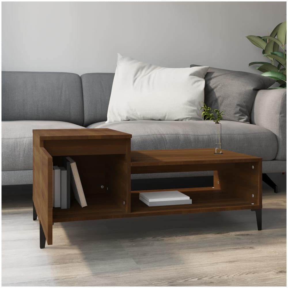 Tavolino Da Salotto Rovere Marrone100x50x45cm Legno Multistrato - Foto 3