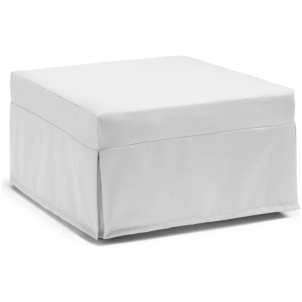 Letto Pieghevole Ancilla, Pouf Trasformabile In Letto Singolo, 100% Made In Italy, Pouf In Tessuto Da Soggiorno, Cm 80x80h45, Bianco - Foto 1