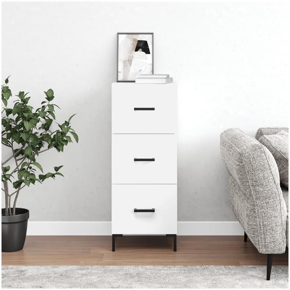 Credenza Bianca 34,5x34x90 Cm In Legno Multistrato - Foto 1