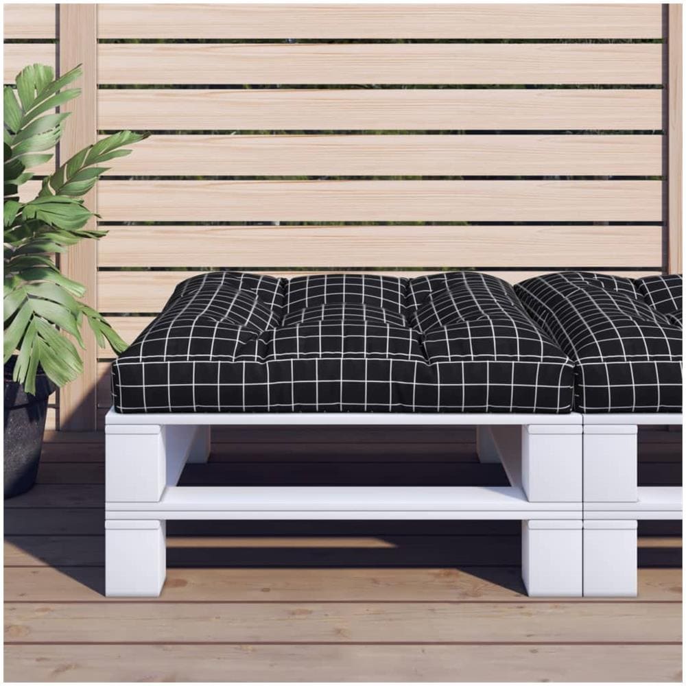 Cuscino Per Pallet Motivo A Quadri Nero 70x70x12 Cm In Tessuto - Foto 1