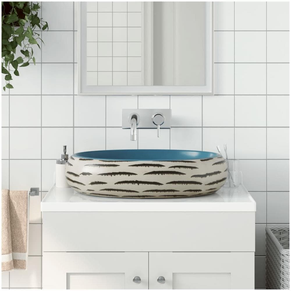 Lavabo Da Appoggio Multicolore Ovale 59x40x15 Cm Ceramica - Foto 1