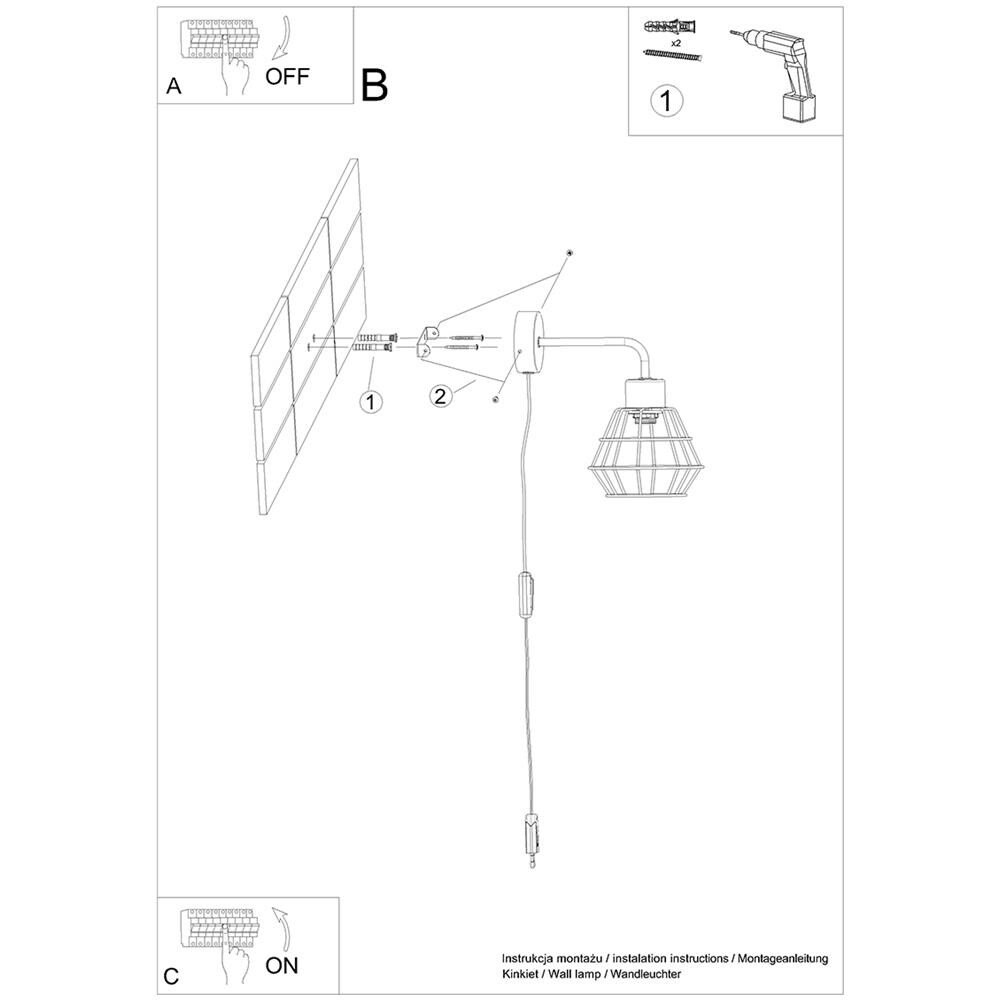 Lampada Da Parete Suba Nero Sl. 1164 - Industriale Lampade Da Parete Nero 23x15x23 Cm - Foto 7